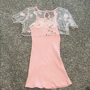 Pink Floral Kids Dress SHEIN